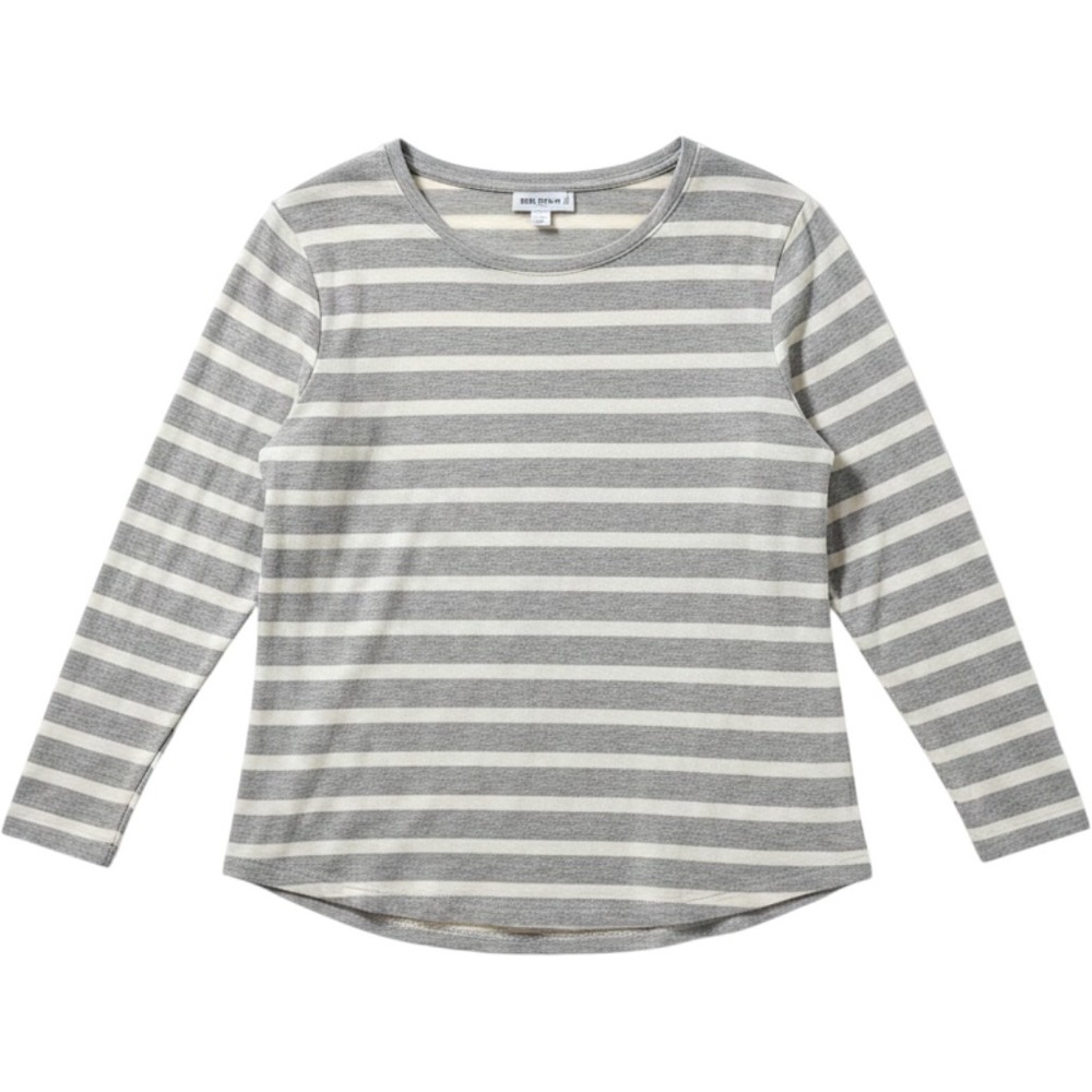 Old Navy‎ Luxe Womens XL Grey White Striped Long Sleeve Scoop Neck T-Shirt Top